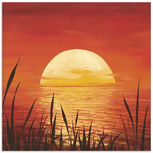 ARTland Glasbilder Wandbild Glas Bild einteilig 30x30 cm Quadratisch Natur Strand Küste Sonnenuntergang Ozean Sonne Maritim T4NG von ARTLAND