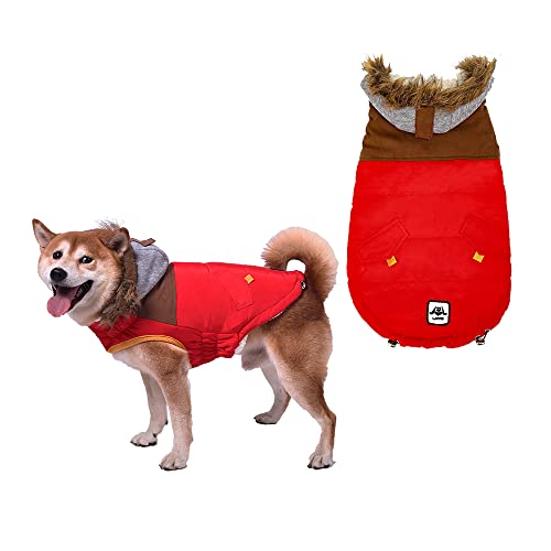 Hundemantel für Kleine Hunde, Wasserdichter Warmer Hund Wintermantel, Hundejacke, Hunderegenmantel Wasserdicht Grosse Hunde, Regenmantel Hund für Große Mittelgroße Kleine Hunde (Rot, 2XL) von ARVOV