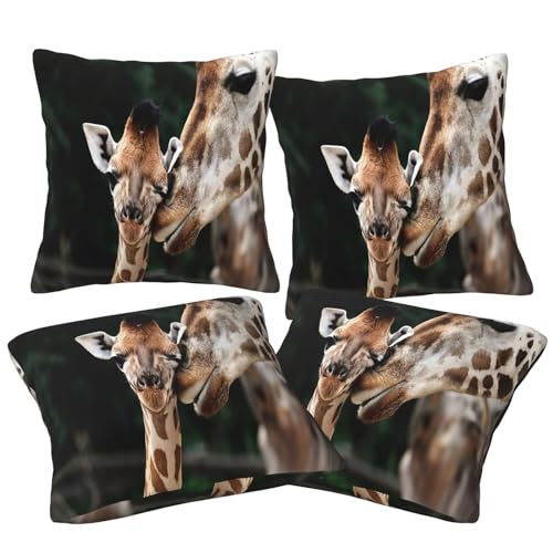 ASEELO Kissen 40 x 40 cm Wurfkissenbezüge Zwei Giraffen, doppelseitiger Druck, Kissenbezüge mit unsichtbarem Reißverschluss, dekorativer Couch-Kissenbezug von ASEELO