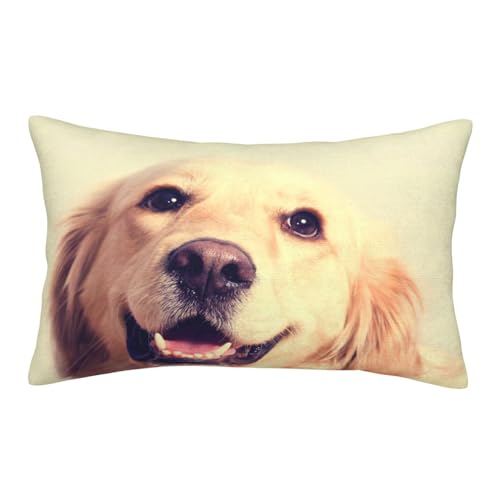 ASEELO Kissen 60 x 40 cm Kissenbezug Lovely Golden Retriever Hund Doppelseitig bedruckt Kissenbezüge mit unsichtbarem Reißverschluss Dekorative Couch Kissenbezug von ASEELO