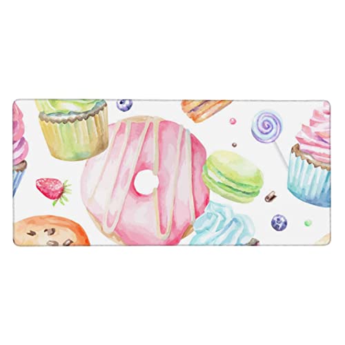 Gaming-Mauspad mit Cupcakes, Donuts, Muffins, Zuckerdruck, extra groß, mit rutschfester Gummiunterseite, bequeme Nutzung von ASEELO
