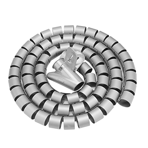 ASHATA Flexibler Spiralschlauch-Kabel-Organizer, Drahtwickel-Kabelschutz mit Reißverschluss-Lösung, Verhindert Staub, Einfach zu Bedienen, Ideal für Zuhause und Büro (Silver) von ASHATA