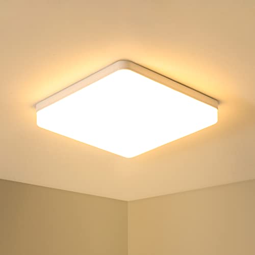 ASHUAQI LED Deckenleuchte 36W, 3000K 4500LM Superhell Warmweiß IP44 Wasserdicht Deckenlampe Badezimmer, Quadratisch Lampe für ‎Schlafzimmer Flur Küche Wohnzimmer Balkon, Ø23cm von ASHUAQI