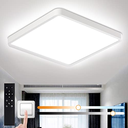 ASHUAQI LED Deckenleuchte Dimmbar, 36W 3000-6500K Deckenlampe Flach mit Fernbedienung, Lichtfarbe und Helligkeit Einstellbar, Lampe für Wohnzimmer, Schlafzimmer, Küche, Flur, Esszimmer, Ø30x2.5cm von ASHUAQI