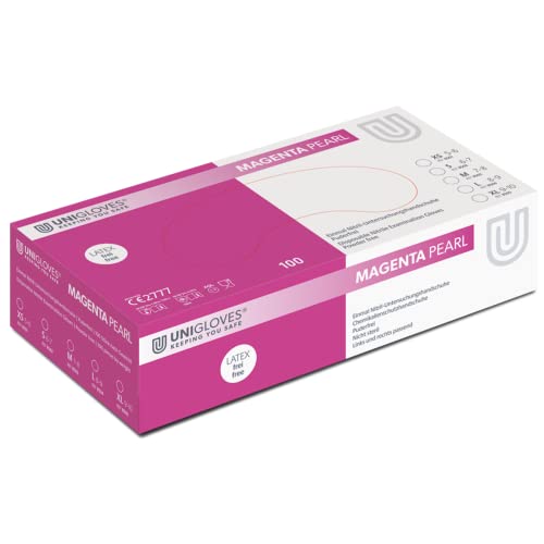 ASKON Nitrilhandschuhe magenta - Unigloves Magenta Pearl - puderfrei - Einweghandschuhe - Medizin- und Lebensmittelzulassung - Einmalhandschuhe (M (7-8)) von ASKON