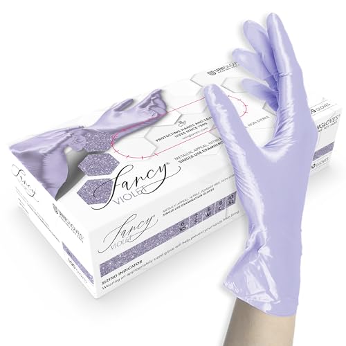 ASKON Unigloves Nitrilhandschuhe Unigloves FANCY Violet - glänzend violet - Einweghandschuhe unsteril, latexfrei, puderfrei - Lebensmittelecht • Schutz vor Viren, Pilzen und Bakterien (XS (5-6)) von ASKON