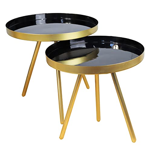 ASPECT AVA Tisch-Set, rund, Metall, 2 Stück, schwarz/Gold, Dia x 45(H) cm von ASPECT