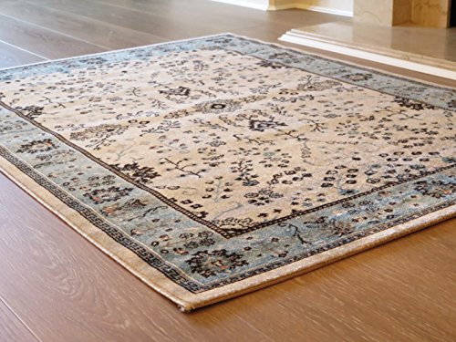 Aspekt Herat Oriental/Persian/Floral Bereich Teppich, Polypropylen, grau/blaugrün, 170 x 120 x 0,4 cm von ASPECT