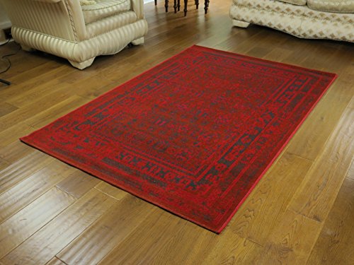 Isfahan traditionell eingefasster Teppich im Orientstil, Used-Look, Polypropylen, rot, 170 x 120 x 0.5 cm von ASPECT