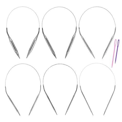 6 Stück Stricknadeln Rundstricknadeln Edelstahl Rundstricknadeln Knitting Needles Doppelspitziges Rundstricknadel Set Herstellung Stricknadeln für Socken (10 mm +8 mm+ 6 mm+ 5 mm +4 mm +3 mm) von ASTER