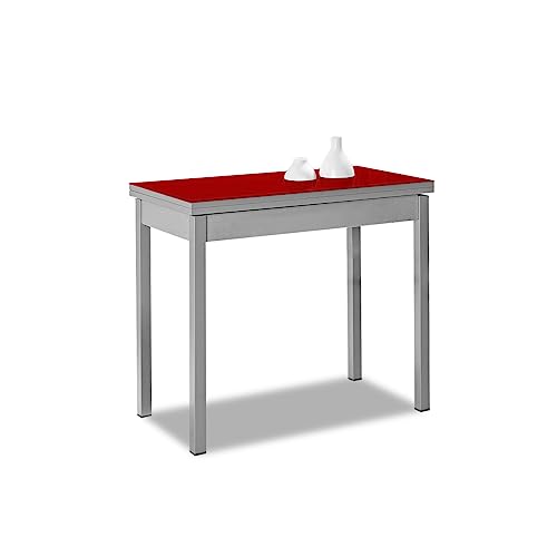 ASTIMESA Buchartig Küchentisch, Metall Glas Holz, rot, 80x40cm von ASTIMESA