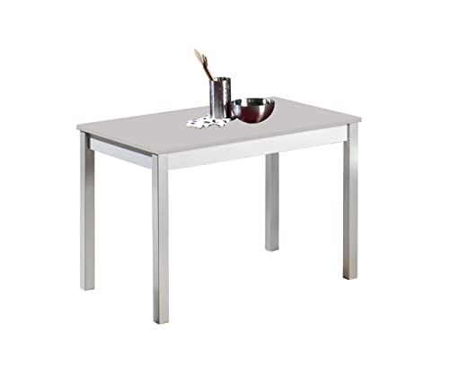 ASTIMESA Fester Tisch Küchentisch, Metall Glas Holz, grau, 110x70cm von ASTIMESA