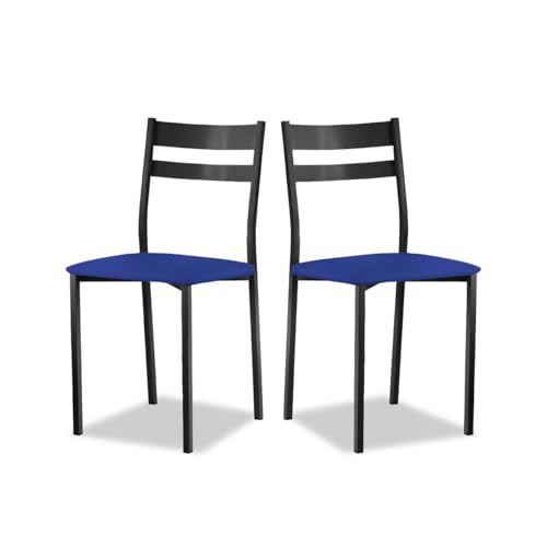 ASTIMESA Küchenstuhl aus Metall mit offener Rückenlehne, blau, 61 cm x 45 cm x 40 cm von ASTIMESA