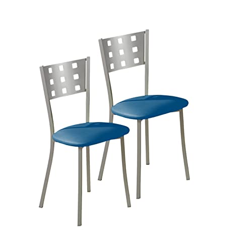ASTIMESA SCMCAZ Zwei Küchenstühle, Metall Aluminium Kunstleder, blau, Altura de asiento 45 cms von ASTIMESA