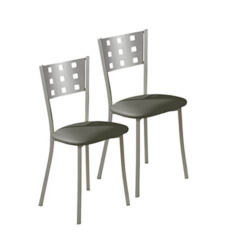 ASTIMESA SCMCGR Zwei Küchenstühle, Metall Aluminium Kunstleder, Graphitgrau, Altura de asiento 45 cms von ASTIMESA