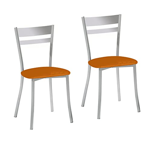 ASTIMESA Skalmna Zwei Küchenstühle, Metall Aluminium Kunstleder, orange, Altura de asiento 45 cms von ASTIMESA