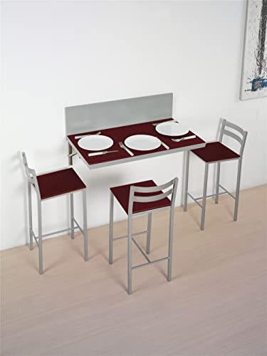 ASTIMESA Wandtisch Küchentisch, Metall Glas Holz, Burgunderrot, 90x50 cms ó 90x30 cms von ASTIMESA