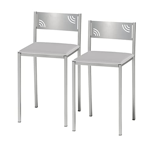 ASTIMESA Zwei Küchenstuhl, Metall Kunstleder, grau, Altura de asiento: 45 cms von ASTIMESA