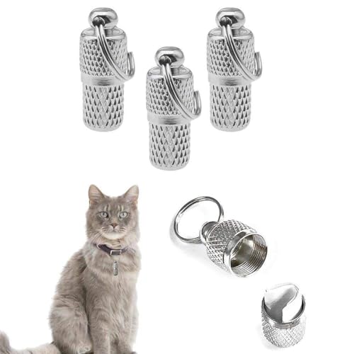 ASYKNM 4x personalisierte Adressanhänger für Hunde & Katzen - mit Schlüsselring, wasserdichtes Zubehör für Haustiere. Adresskapsel für Hunde & Katzen. Praktisch & individuell! von ASYKNM
