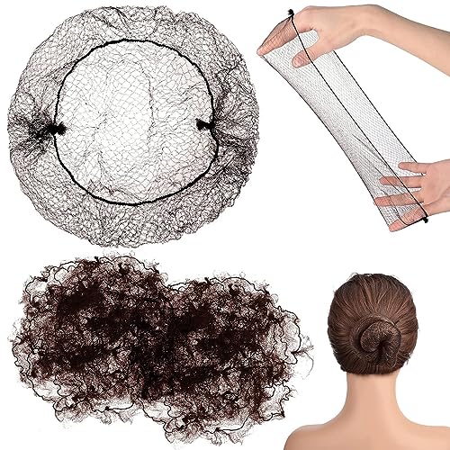 ASYKNM 50 Stück Unsichtbare Haarnetze, Feinmaschig Ballettbrötchen Haarnetz, Haarnetze Elastische für Krankenschwester, Tänzerin, Flugbegleiterin (Kaffee) von ASYKNM