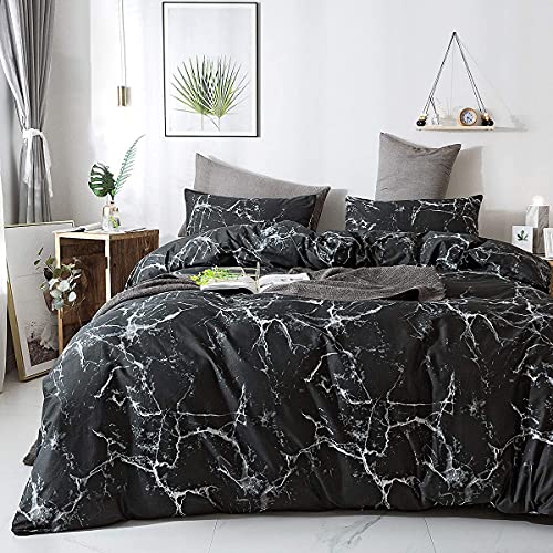 AShanlan Bettwäsche 200x200 Marmor Optik Muster 3 Teilig Microfaser Modern Marmor Bettwäsche Set Doppelbett Bettbezug mit Reißverschluss 2 x Kissenbezug 80x80 cm von AShanlan