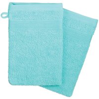 2er-Set Waschhandschuhe - Baumwolle 450 g/m² - aquablau 15 × 21 cm Atmosphera Türkis von ATMOSPHERA