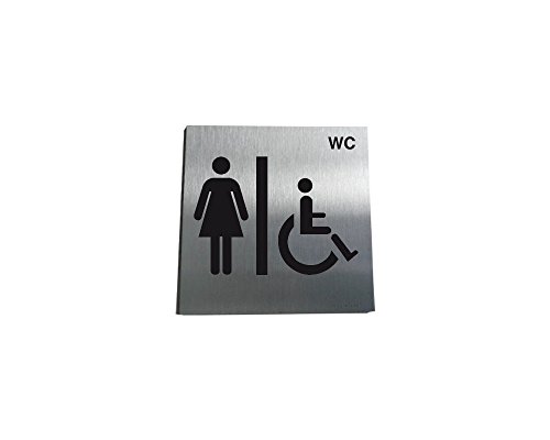 AUA SIGNALETIQUE - Plaque Alu Brossé WC PMR Femmes - 130x130 mm von AUA SIGNALETIQUE