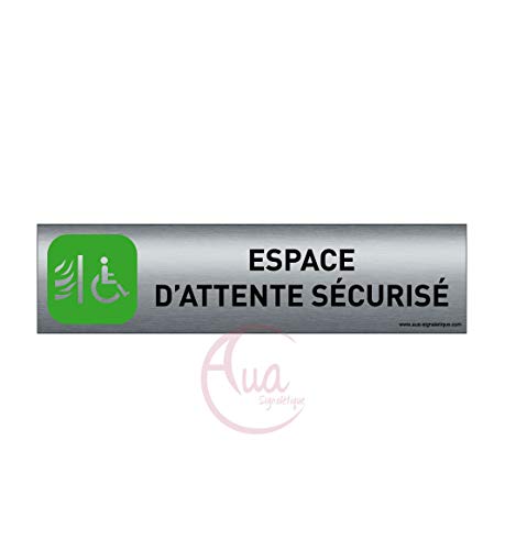 Plaque de porte aluminium brossé imprimé -Dimensions 200 x 50 mm - Double face adhésif au dos - Impression UV directement sur l'aluminium (Pas de contre collage) (Espace attente) von AUA SIGNALETIQUE