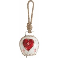 Aubry Gaspard - Glocke aus altem Metall mit rotem Herz von AUBRY GASPARD