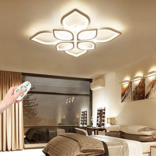 LED-Deckenleuchte Moderne Wohnzimmerlampe Kreativität Weiß Blatt Acryl Design Deckenlampe Schlafzimmer Kronleuchter 3000K-6500K Dimmbar Mit Fernbedienung Restaurant Dekoration Leuchtung Kronleuchter von AUCF