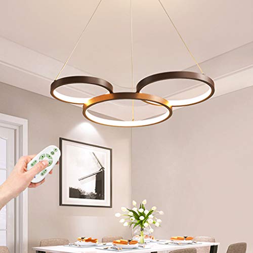 LED Pendelleuchte Mit Fernbedienung Dimmbarer Kronleuchter Moderne Esstisch Hängelampe Acryl Lampenschirm Höhenverstellbare Hängeleuchten Beleuchtung Schlafzimmer Esszimmer Küche Pendellampe,3 rings von AUCF