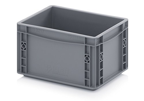 Euro-Aufbewahrungsboxen, 7,6 l, 300 mm x 200 mm x 170 mm (L x B x H), robuster Kunststoff, grau, 7.6 Litre von Auer Verlag i.d.AAP LW