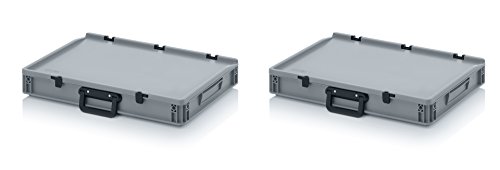 2x Eurobehälter Koffer 60 x 40 x 9 cm mit Scharnierdeckel und Griff (Tragegriff, Klappgriff) inkl. gratis Zollstock, 2er Set von Auer Verlag i.d.AAP LW