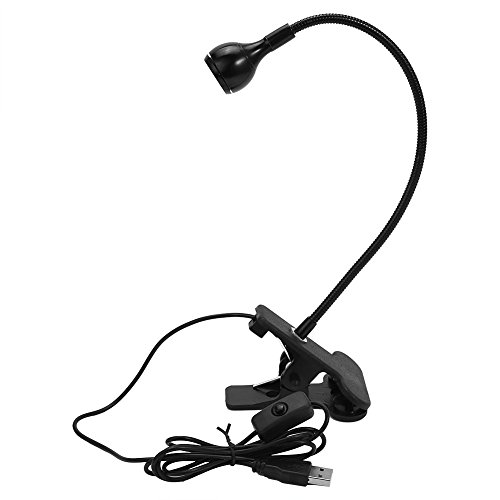 Neue Flexible Schwanenhals-Clip-Leuchte, USB-LED-Tischleuchte, Leseleuchte, Tragbare Tisch-Computer-Clip-Lampe, kaltweiß, 1 W (BLACK) von AUNMAS