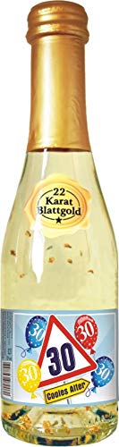 AV Andrea Verlag Piccolo mit Blattgold Alles Gute zum 30 Geburtstag für Frauen als Geburtstagsgeschenk | Sekt 22 Karat Blattgold Goldflocken Gold 0,2 l, 10% vol. alk. von AV Andrea Verlag