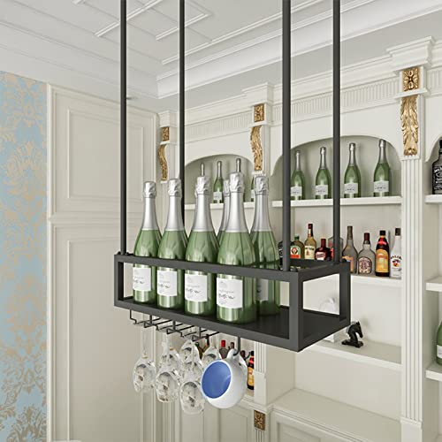 AVATARSS Schwarze Decke, hängendes Champagner-Stielglas-Aufbewahrungsregal für Zuhause, Küche, Bar, Wandmontage für Weinflaschen (120 x 25 cm (47 x 10 Zoll)) (60 x 25 cm (34 x 10 Zoll)) von AVATARSS