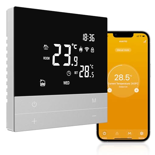 AVATTO Thermostat für Wasser Fußbodenheizung Stellantrieb Smart WiFi Thermostat Programmierbar Raumthermostat kompatibel mit Alexa, Google Home Sprachsteuerung Und Smart Life App Fernbedienung von AVATTO