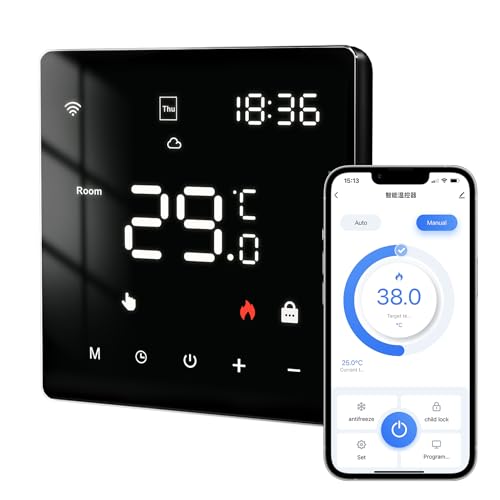 AVATTO Thermostat mit 2 Funktionen für Wasser Fußbodenheizung Stellantrieb Und Gas Boiler Steuerung kompatibel mit Alexa, Google Home Sprachsteuerung Und Smart Life-App Fernbedienung 2.4GH-WLAN 3A von AVATTO