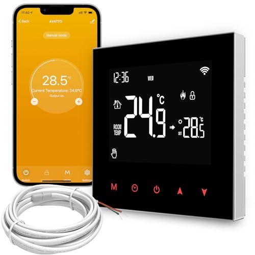 AVATTO Thermostat für Wasser-Fußbodenheizung Stellantrieb WiFi Programmierbar Raumthermostat kompatibel mit Alexa, Google Home Sprachsteuerung Und Smart Life/Tuya-App Fernbedienung von AVATTO