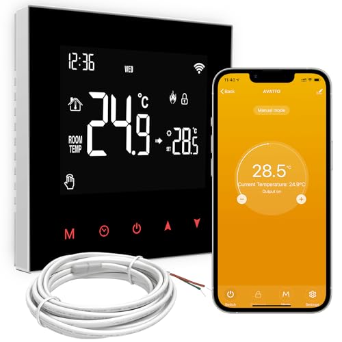 AVATTO Intelligenter Thermostat WiFi für elektrische Fußbodenheizung, intelligentes digitales Heizungsthermostat, Google Home, Smart Life/Tuya App von AVATTO