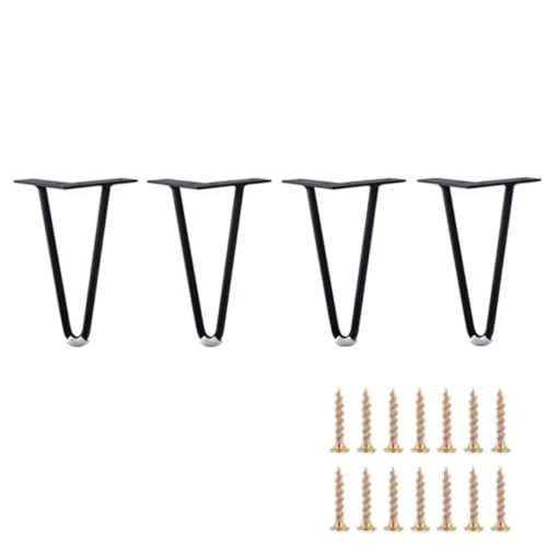 AVIMYA 4 Stück Metall-Möbelbeine, Ersatz-Haarnadelfüße for Teetisch, Sofa, Schrank, handgefertigte TV-Ständer mit Schrauben, 100–400 mm Höhe (Color : Black, Size : 4PCS 150mm) von AVIMYA