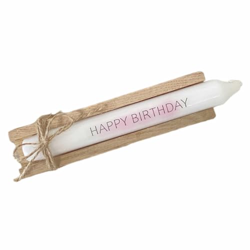 AWASG Kerze mit Spruch - Happy Birthday Geburtstag - Geschenkerze Beste Freundin Mama Papa Kinder - Stabkerze mit Kerzentattoo (rosa) von AWASG