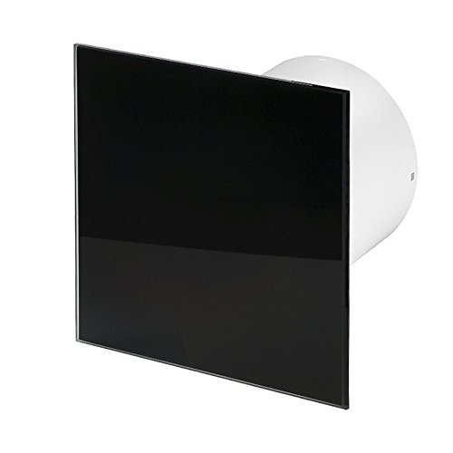 Badlüfter Wand-Ventilator Ø 100 mit Nachlauf , Kugellager Silent Trax Glas - Line System+ (schwarz glänzend) von Awenta