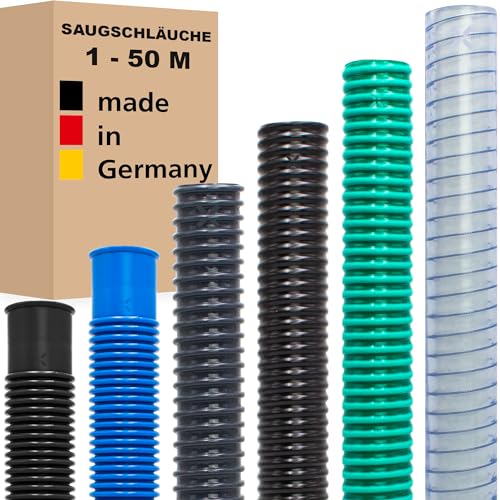 Saugschlauch Spiralschlauch Pumpenschlauch Förderschlauch Wasserschlauch Druckschlauch Poolschlauch - Made in Germany (50 mm (2") - Meterware, Teichschlauch - Schwarz) von AWM