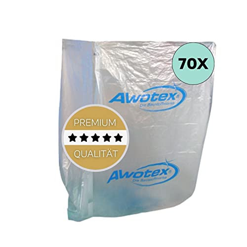 AWOTEX Foliensäcke transparent 1000 l I Müll-Säcke in 120 x 80 x 170 cm I 70 Müllbeutel für Styropor & Folienreste etc. I Abfallsäcke für Baustelle 65my I Plastiksäcke groß von AWOTEX