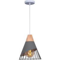 Pendelleuchten für Wohnzimmer, Kreative Hängelampe im Badminton Form, Moderne Stil Deckenlampe mit Holz & Eisen Lampenschirm (Grau) von AXHUP