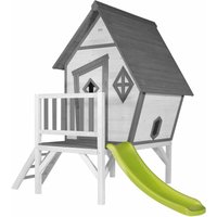 AXI - Spielhaus Cabin xl in Weiß mit hellgrüner Rutsche Stelzenhaus aus fsc Holz für Kinder Kleiner Spielturm für den Garten - Grau von AXI