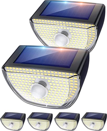 AYCLIF Solarlampen für Außen Wasserdicht, 200 LED Aussenleuchte mit Bewegungsmelder, 3 Beleuchtungsmodi, IP65 Wandleuchte Aussen für Hof Garage Garten Zaun Tür (6 Stück) von AYCLIF