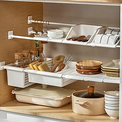 AYGCI Erweiterbar Lagerregal Verstellbarer Teleskopregal Schrank Spannregal Organizer DIY Separator Teiler für Schlafzimmer Badezimmer Küchenschrank Kleiderschrank von AYGCI