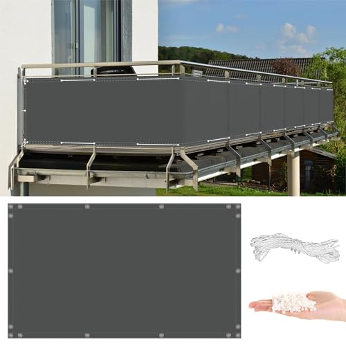 Sichtschutz Balkon Rostrot 115x550cm, 165 g/m² Blockade UV Schutz Windschutz, Ohne Bohren, mit Montagezubehör - Balkonverkleidung für die Seite Garten Balkon Zaun Terrassen (Abmessungen – Anpassbar) von AYLFBFU